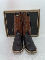 New Youth Brown DBL Barrel Cowboy Boots. 4475202 5. 2-96