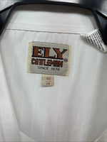New Men’s ELY Cattleman White Long Sleeve Stripe Pearl Snap 18.5 X 36 2XL F-80