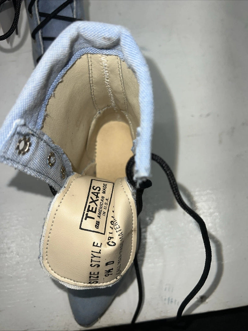 New Children’s Blue Texas Brand Lace Up Cowboy Boots. 9.5 9 1/2 D. 24-24 