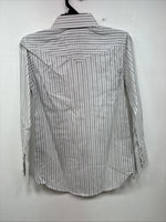 New Boys White Horse Gray Stripe Long Sleeve Pearl Snap Medium DD-118
