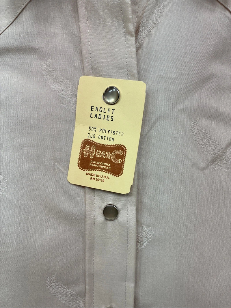 New Women’s H Bar C Tan Designed Long Sleeve Pearl Snap Size 34 II-90