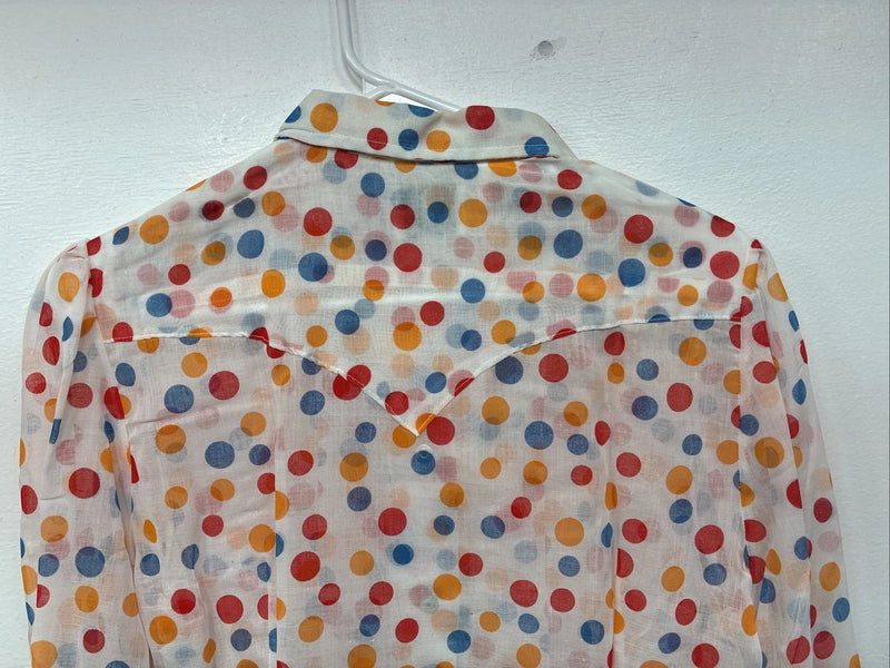 New Women’s Tem Tex Polkadot Long Sleeve Pearl Snap Size 34 LL-102