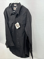 New Men’s ELY Cattleman Black Western Long Sleeve Pearl Snap 2XL F-68