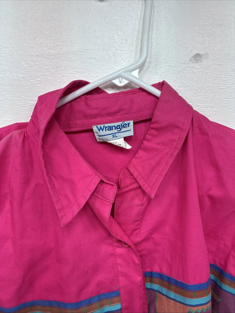 New Women’s Pink Design Long Sleeve Button Up XL TT-3