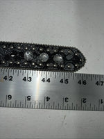 New Black Silver Blazin Roxx Genuine Leather Belt Large #N3518201 W-17