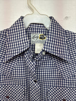 New Women’s Dickson Jenkins Blue Checker Long Sleeve Pearl Snap Size 32 LL-78