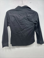 New Kids Cumberland Black Rhinestone Long Sleeve Pearl Snap Medium YY-19