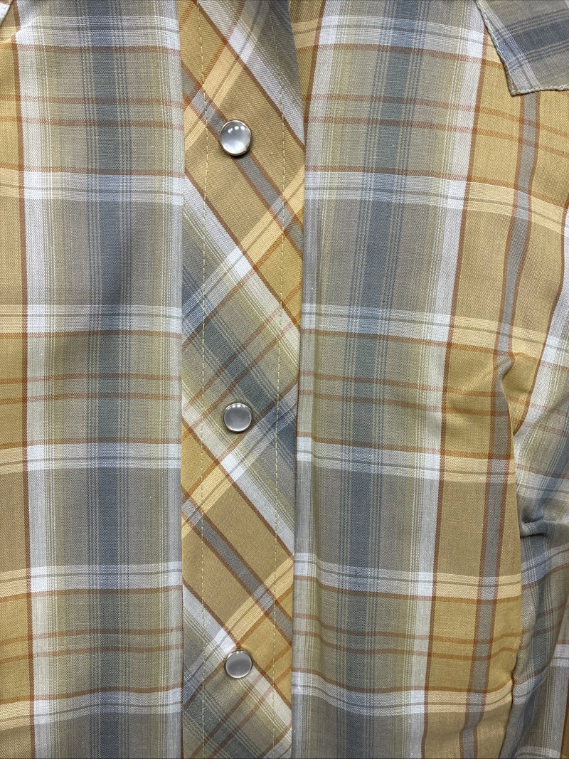 New Women’s Champion Western Yellow Plaid Long Sleeve Pearl Snap Size 12 LL-109