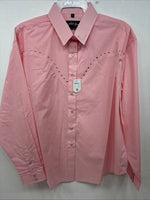 New Women’s White Horse Pink Gem Long Sleeve Pearl Snap XL GG-70