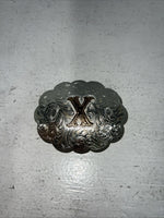 New Children’s Heritage Gold Silver “X” Belt Buckle. F-11