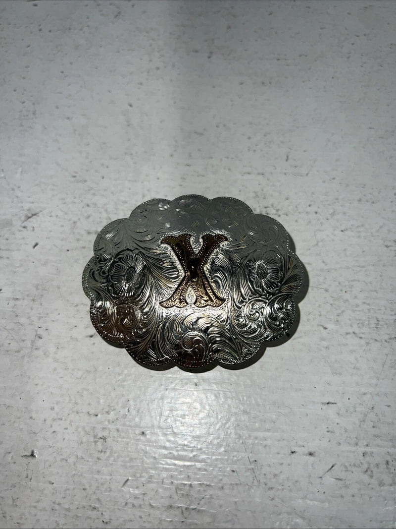 New Children’s Heritage Gold Silver “X” Belt Buckle. F-11