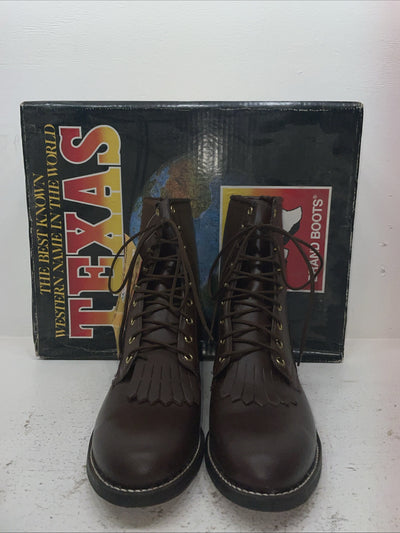 New Men’s Brown Lace Up Texas Brand Cowboy Boots. 8721 10.5 10 1/2 D. 7-32