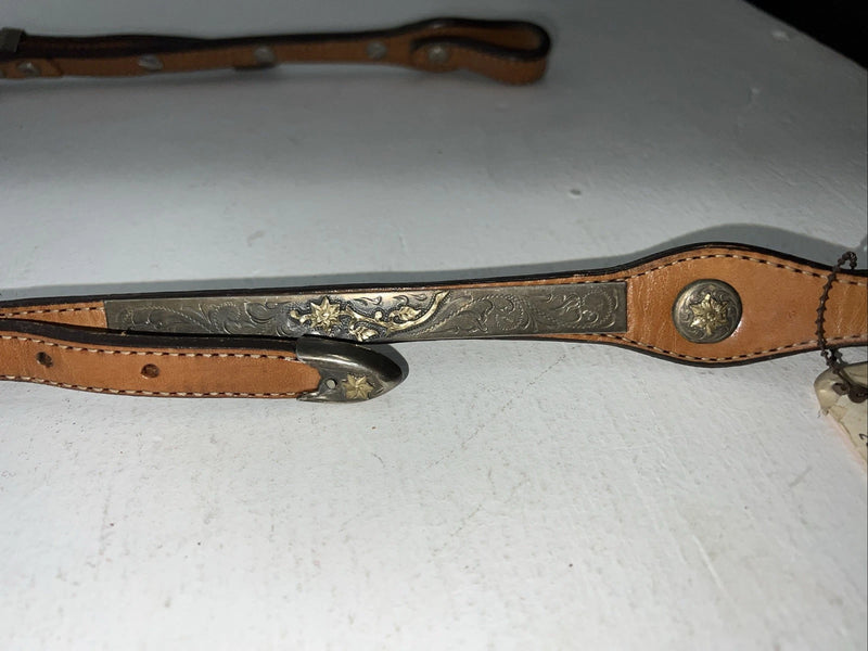 New Circle Y One Ear Leather Metal Plate Headstall #287-7107 U-37