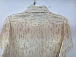 New Women’s White Horse Yellow Floral Short Sleeve Pearl Snap XL II-94