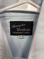 New Men’s Champion Western Blue Floral Long Sleeve Pearl Snap 16 Large AA-47