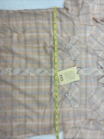 New Men’s ELY Cattleman Orange Plaid Short Sleeve Pearl Snap Large X-24