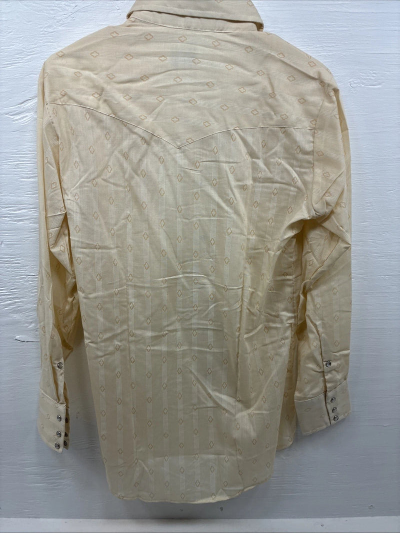 New Men’s Stockman Yellow Designed Long Sleeve Pearl Snap 15 Medium M-97