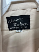 New Men’s Champion Western Tan Design Long Sleeve Pearl Snap Medium J-77