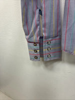 New Kids Kid Kountry Purple Stripe Long Sleeve Pearl Snap Size 10 TT-86