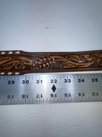 New Brown Genuine Leather Longhorn Tooled 32” Belt #82827 JJ-1