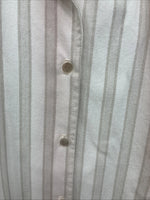 New Women’s H Bar C Gray White Stripe Short Sleeve Button Up Size 30 TT-55
