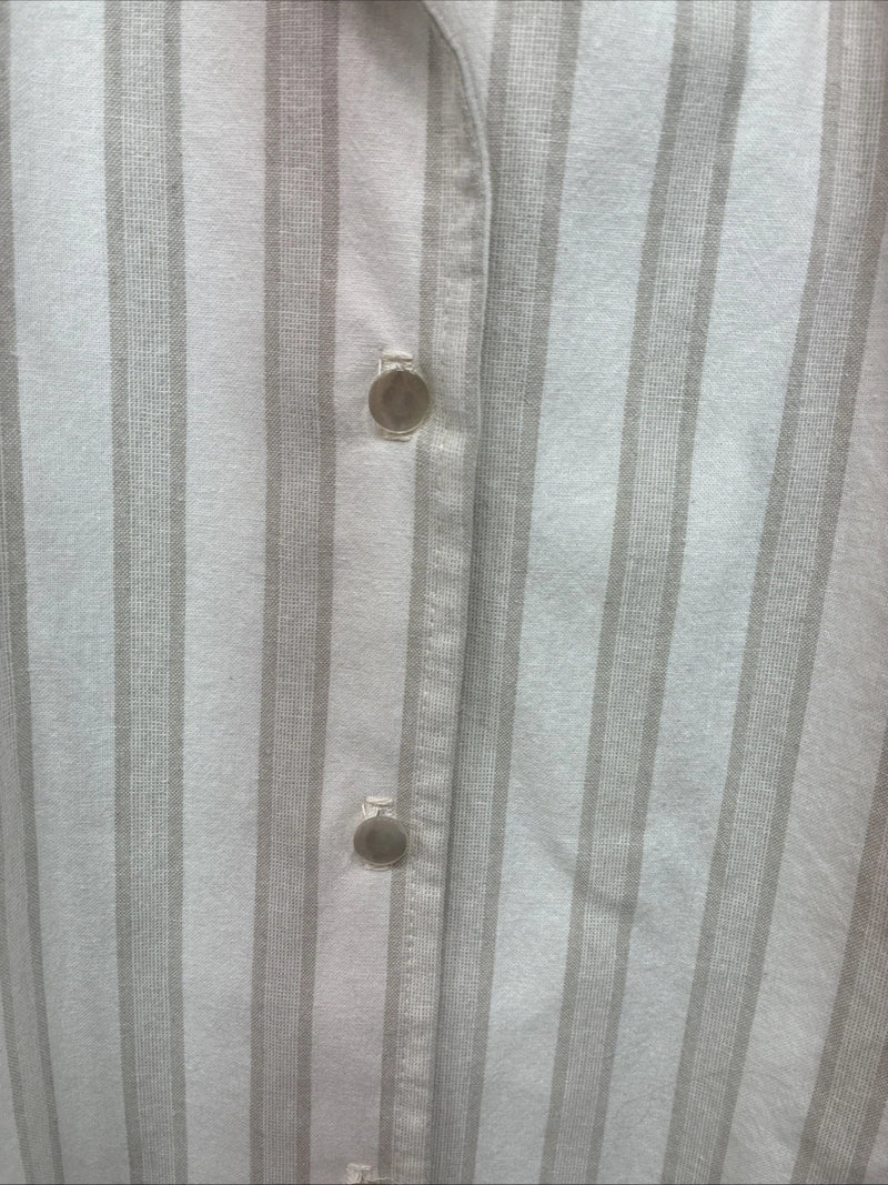 New Women’s H Bar C Gray White Stripe Short Sleeve Button Up Size 30 TT-55