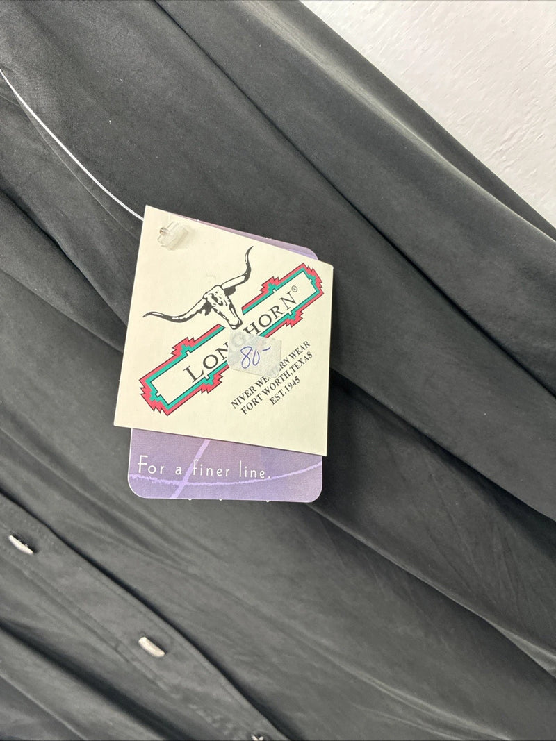 New Women’s Long Horn Black Long Sleeve Pearl Snap Large LL-97