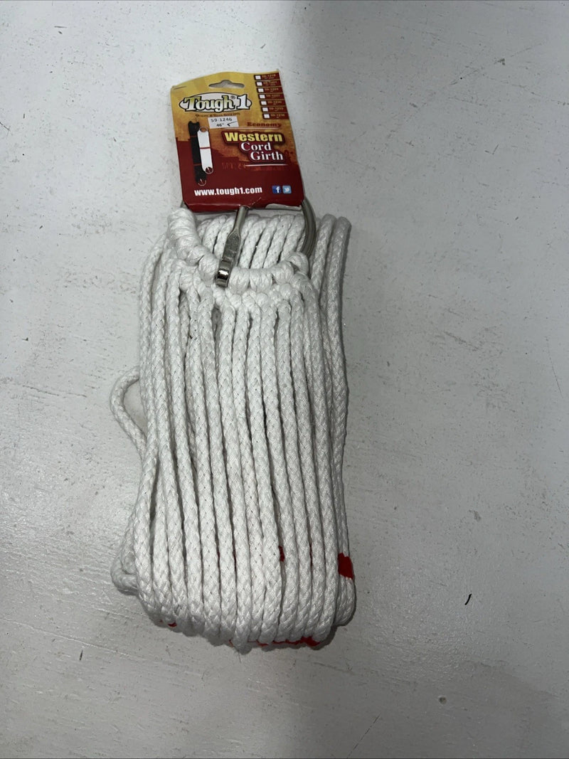 New Tough 1 White Red Western Mohair Cord Girth 46” #59-1246 BB-21