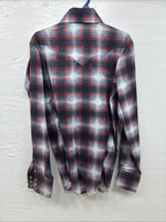 New Kids Panhandle Slim Red Blue Plaid Long Sleeve Pearl Snap Size 10 CC-93