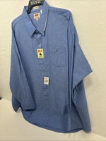 New Men’s ELY cattleman Blue Long Sleeve Button Up 20.5 X 36 4XL F-55