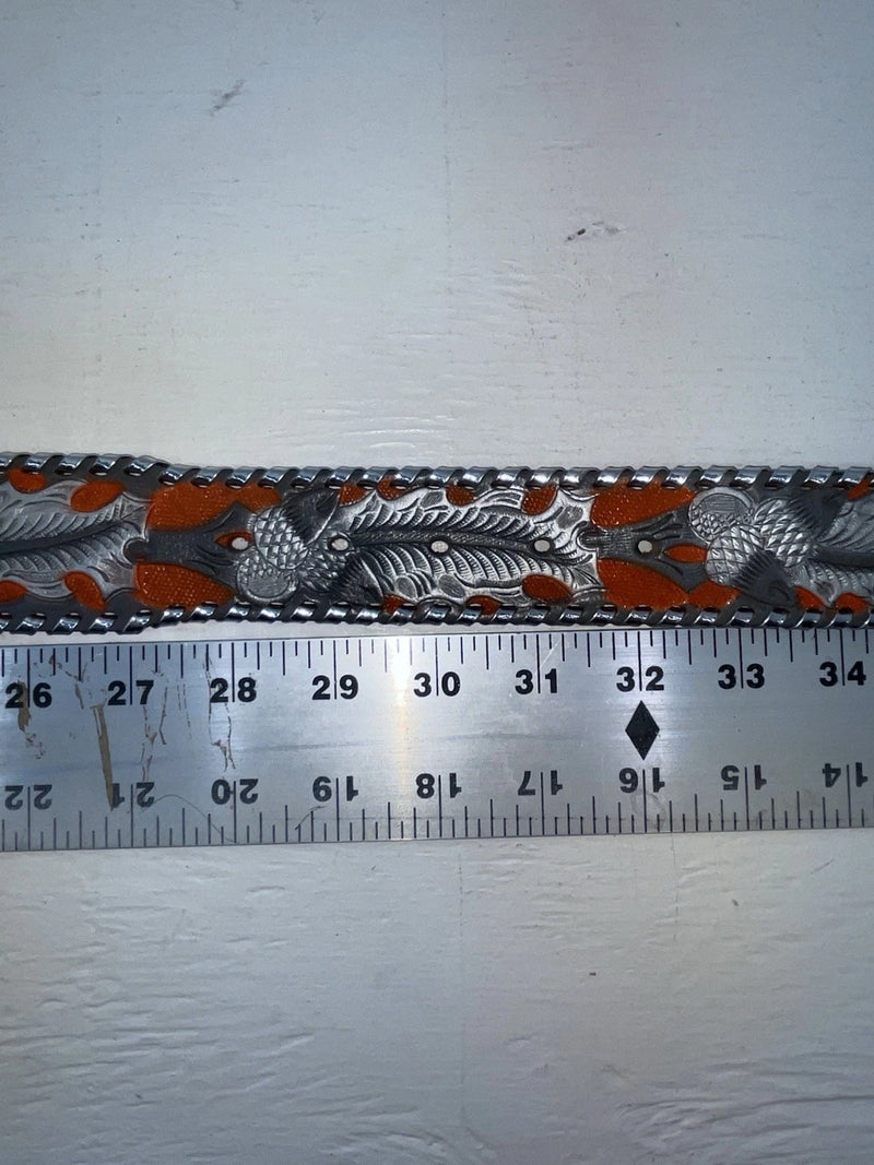 New Gray Genuine Leather Kentucky Orange Tooled 30” Belt #82005 JJ-166