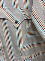 New Men’s Tem Tex Multicolor Stripe Long Sleeve Pearl Snap 14.5 X 33 Small V-8
