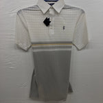 new men’s panhandle slim white grey polo small B-60