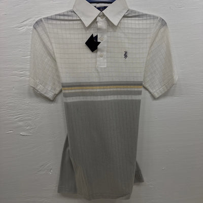new men’s panhandle slim white grey polo small B-60