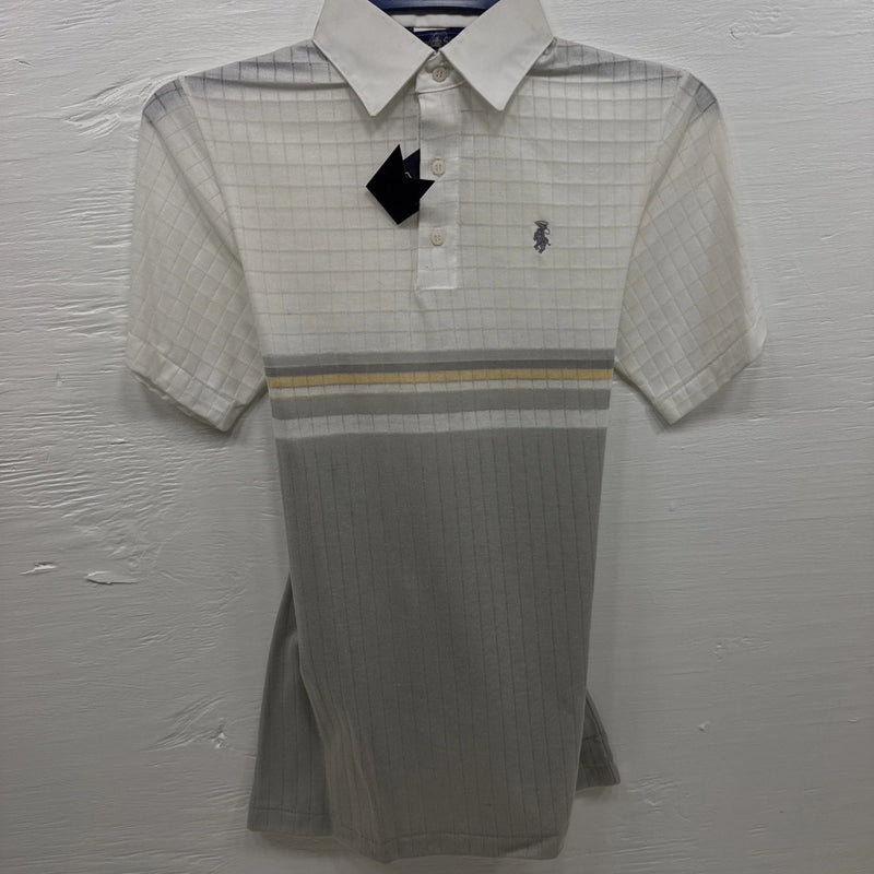new men’s panhandle slim white grey polo small B-60