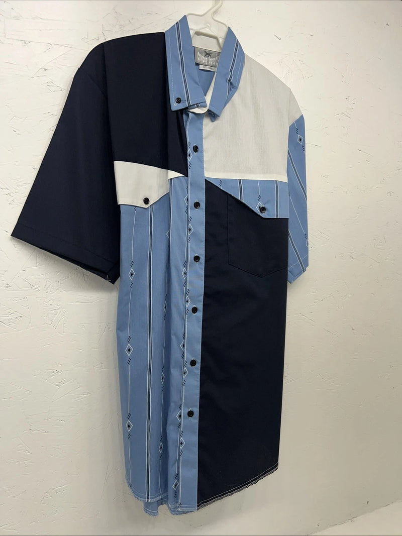 New Men’s Cowboy Threads Blue Short Sleeve Button Up Small B-42