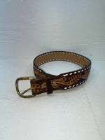 New Blue Genuine Leather Longhorn Tooled 30” Belt #82829 JJ-125