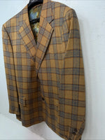 New Men’s Tem-Tex Orange Plaid Suit Jacket 46R #11963 LL-609