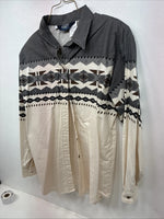 New Women’s Brooks & Dunn Gray Design Long Sleeve Button Up Large MM-125
