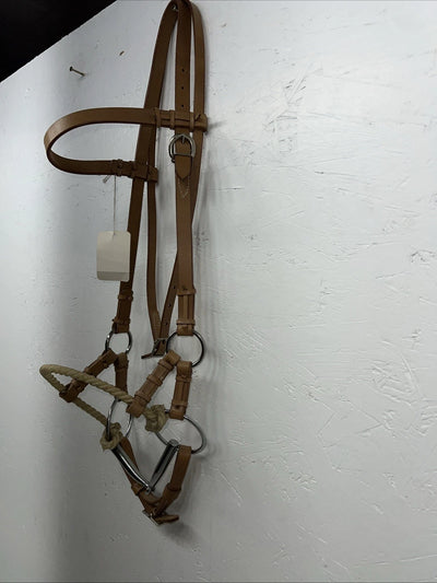 New Star Rider Leather Headstall Rope Nose Band W Bit #6501 U-32