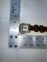 New Brown Genuine Leather Tooled And Silver Pendent 28” Belt #5721 NN-15