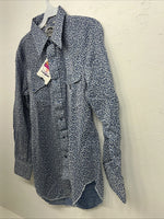 New Men’s Blue Pearl Snap Miller Long Sleeve Shirt. 15.5x33 M I-45
