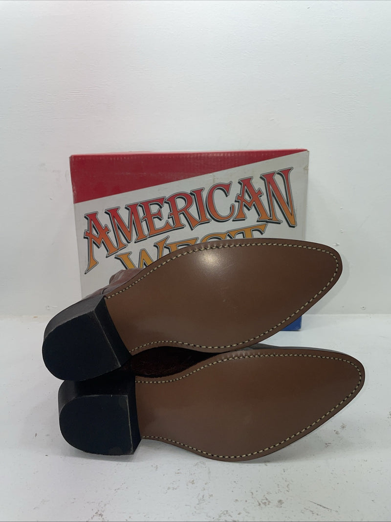 New Men’s Brown American West Cowboy Boots. 68103 14 D. 8-66