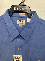 New Men’s ELY Cattleman Blue Long Sleeve Button Up 20.5 X 36 4XL E-66