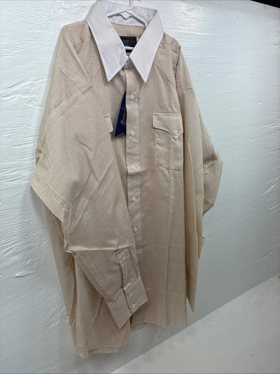 New Men’s Panhandle Slim Tan Stripe Long Sleeve Button Up Medium M-38