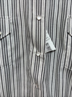 New Women’s White Horse Black White Stripe Long Sleeve Pearl Snap Medium LL-80