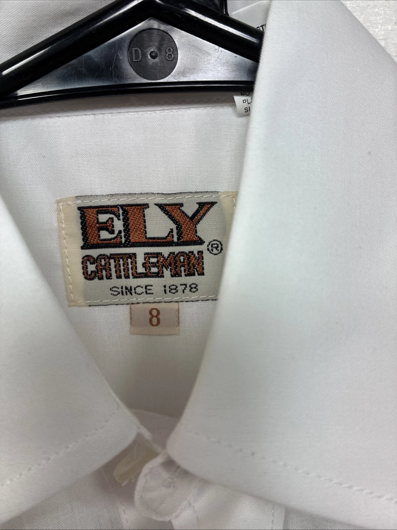 New Kids ELY Cattleman White Long Sleeve Pearl Snap Size Boy 8 YY-64