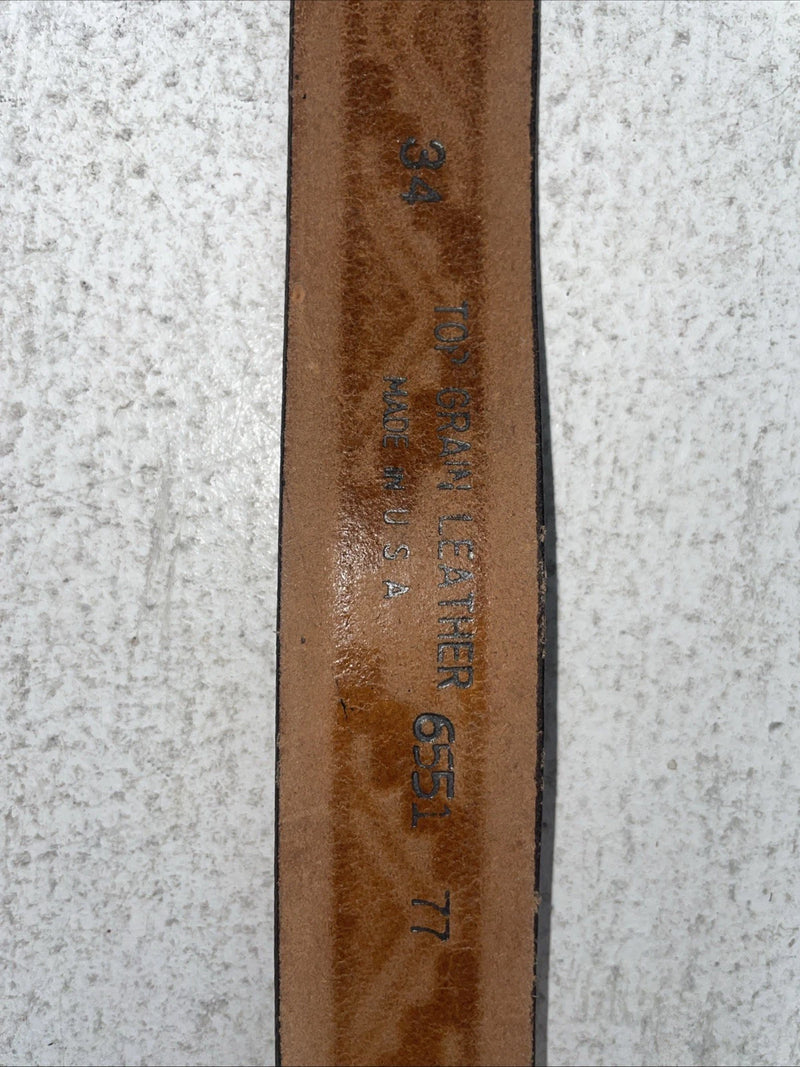 New Brown Genuine Leather Chambers Tooled Belt 34” #6551 Z-8 