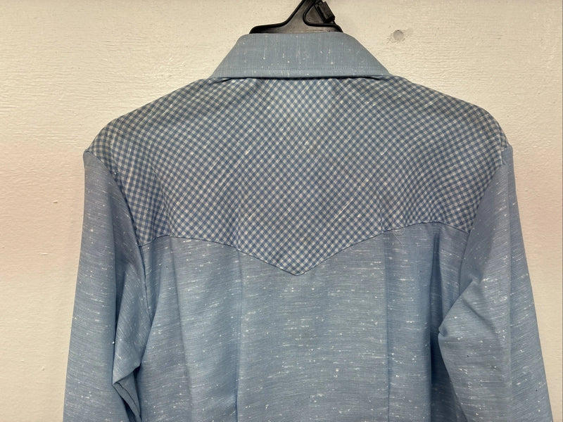 New Kids Dan River Blue Deigned Long Sleeve Pearl Snap Size 8 LL-62