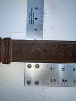 New Brown Genuine Leather Tooled 28” Belt #8090 JJ-40